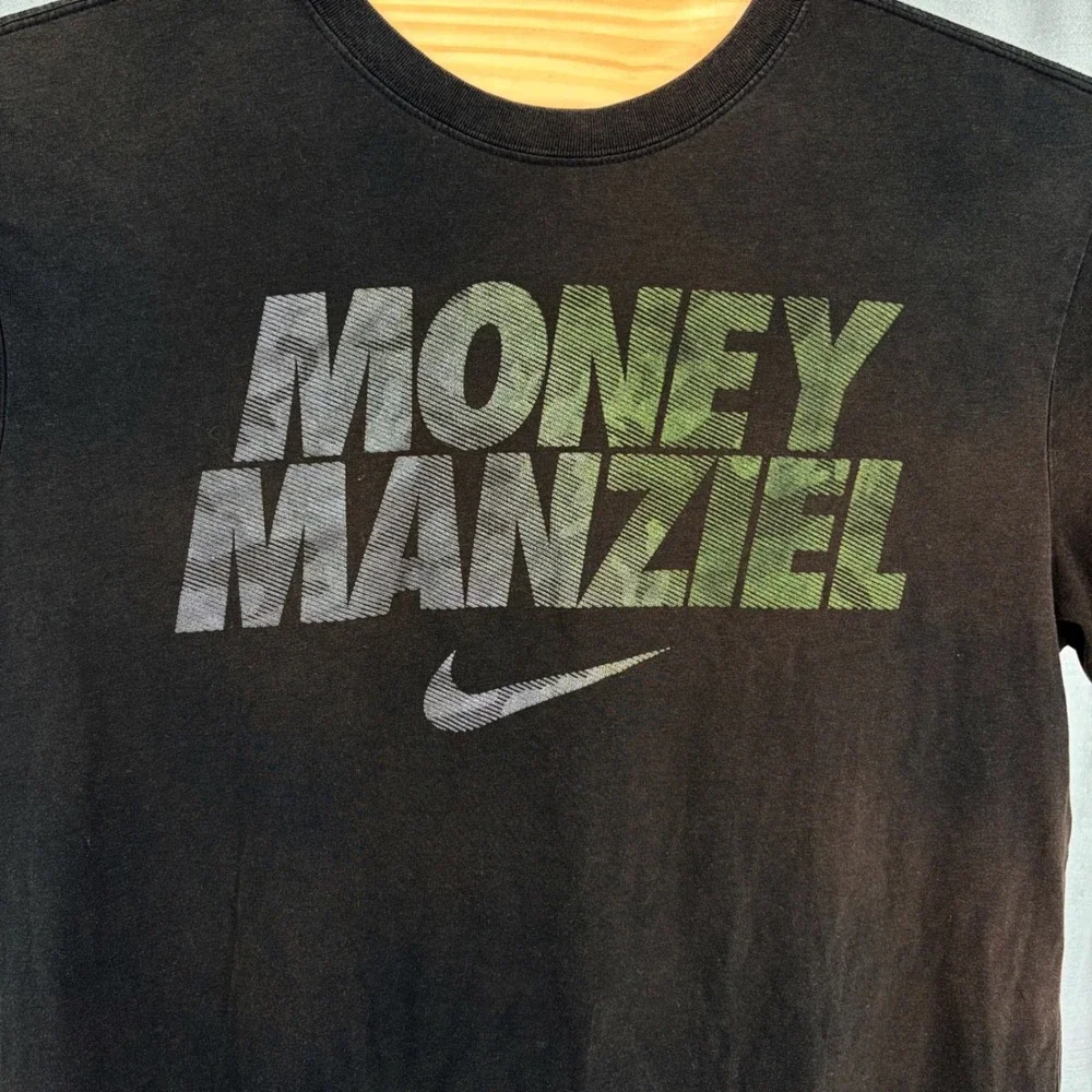 Y2K Nike Graphic T-Shirt Large Black Money Manziel Dri-Fit Sports Tee